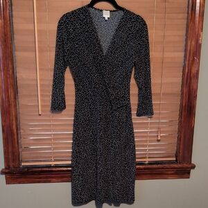 Kaileigh Black and White Dotted Long Sleeve Dress
